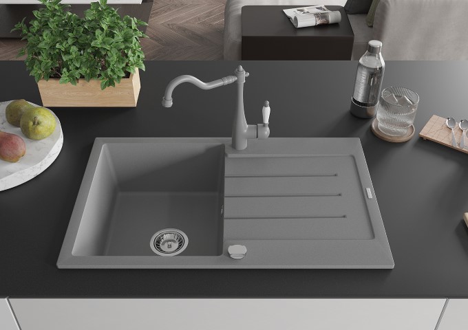 Éviers en granit monocuvettes gris