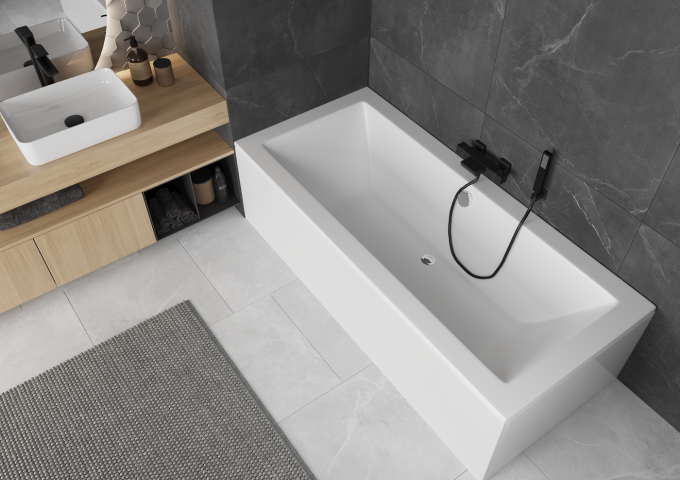 Bains rectangulaires avec panneau complet