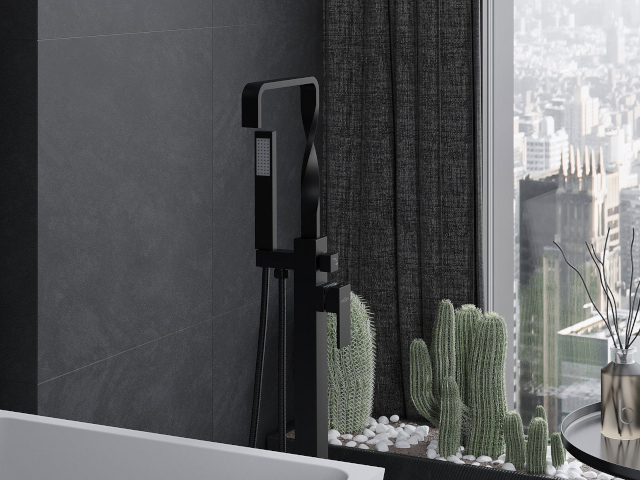 Gres noir Mexen dans la salle de bain