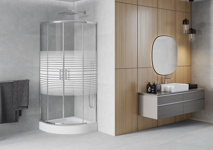 Cabines de douche semi-circulaires 80x80 cm