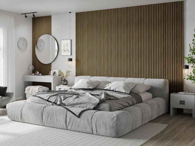 lamelles murales chêne dans la chambre