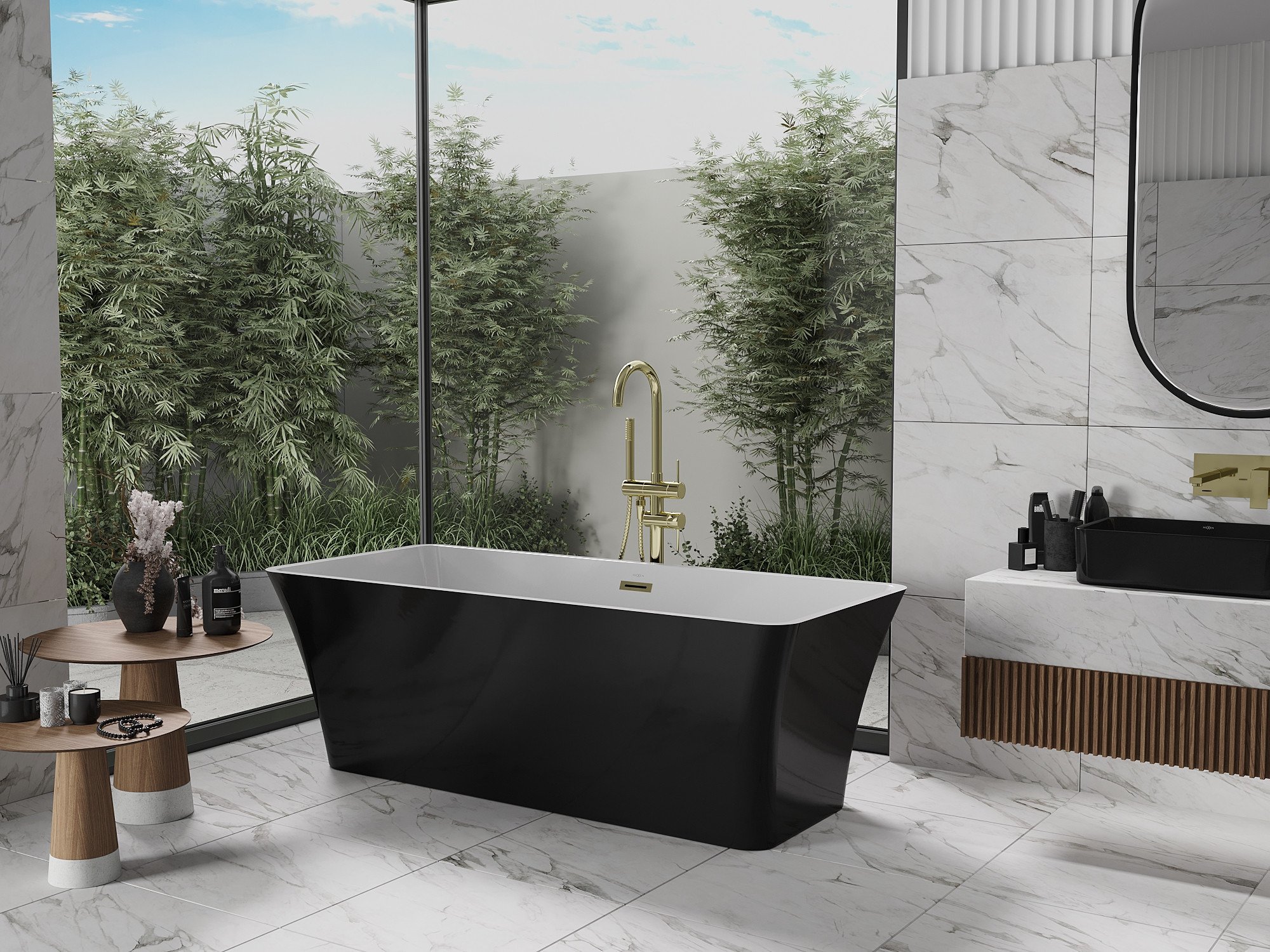 lamelles découpées comme décoration dans la salle de bain