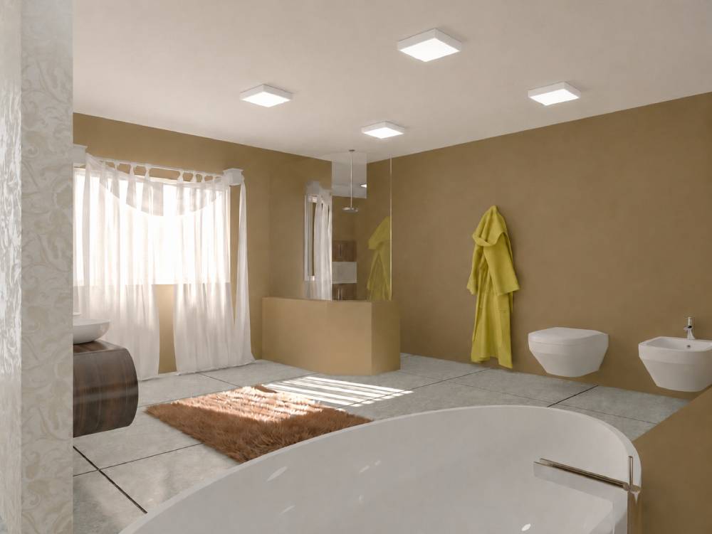 Plafonds carrés dans la salle de bain