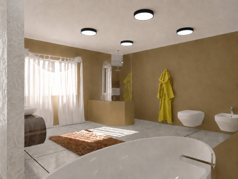 Plafonds noirs dans la salle de bain