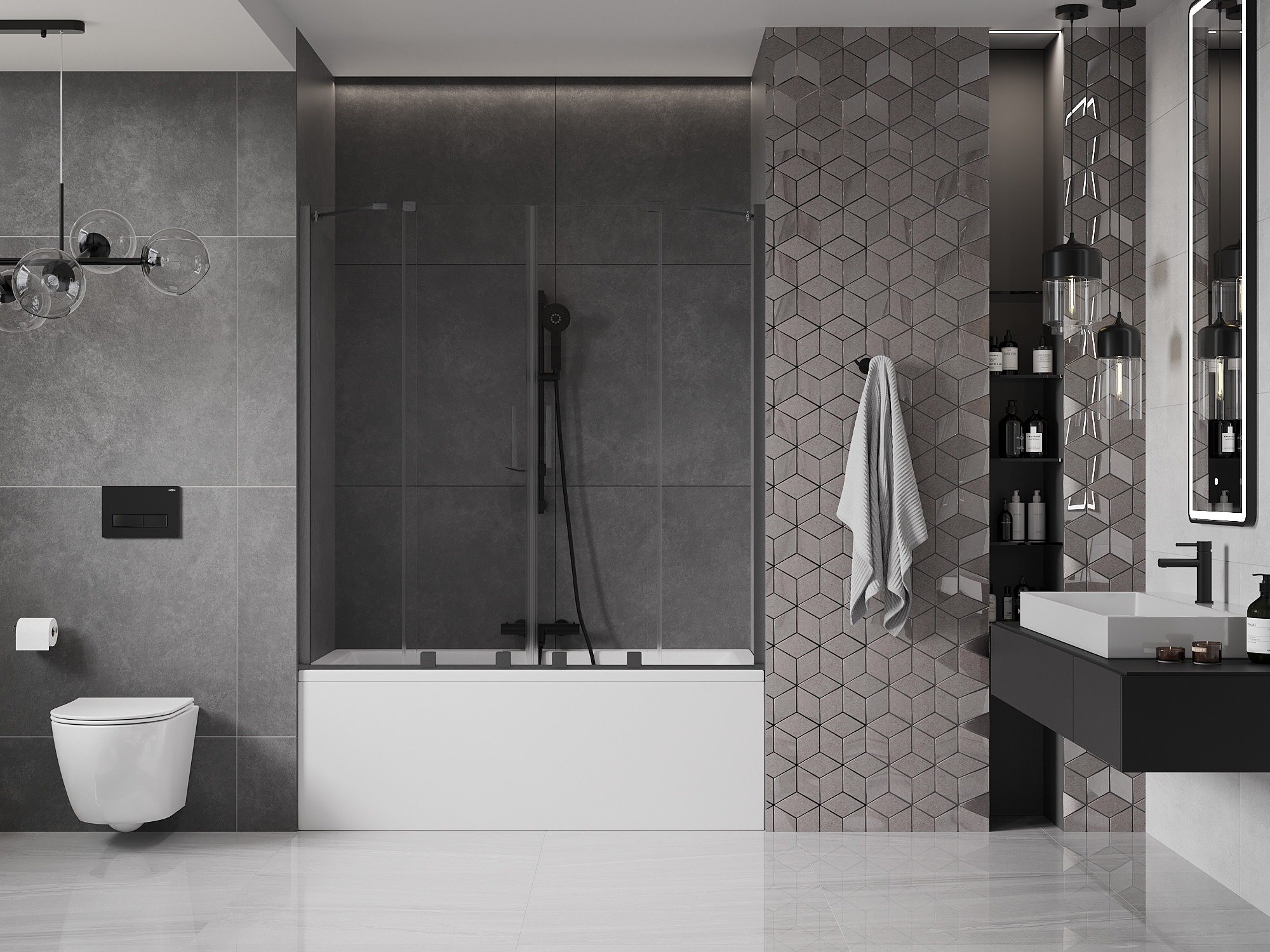 Salle de bain avec des carreaux exceptionnels