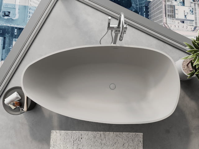 Baignoire autoportante en composite grise