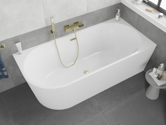 baignoire autoportante striée blanche
