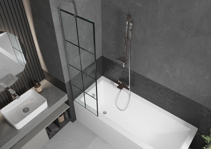 Pare-baignoire avec design noir