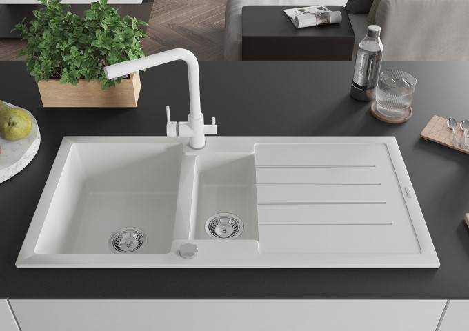 Robinets de cuisine blancs avec bec extractible
