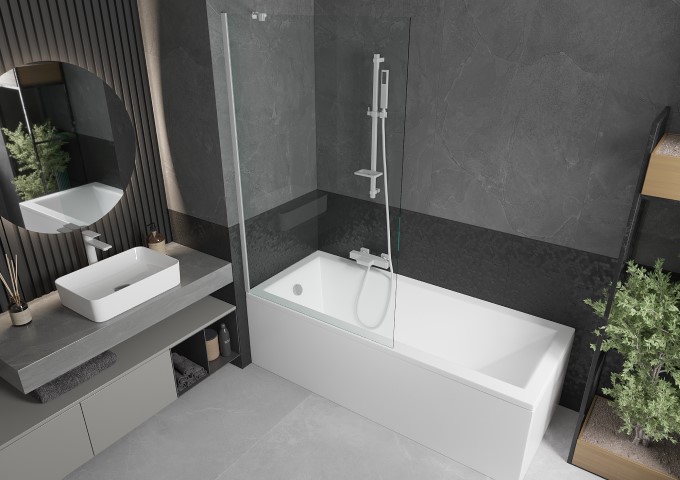 Paravents de baignoire avec motif blanc