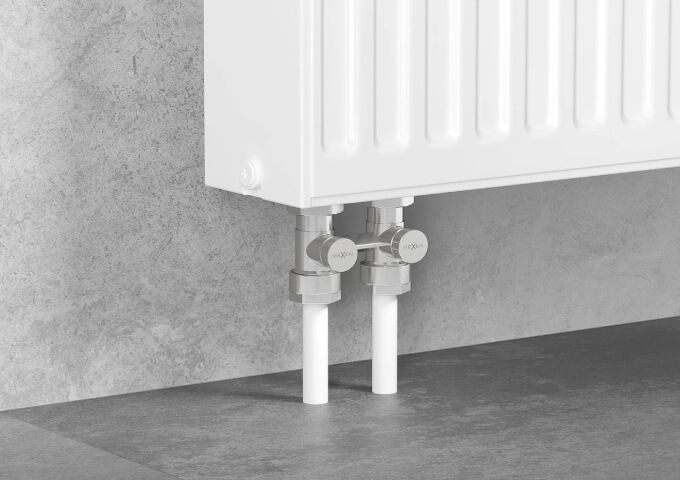 Vanne de radiateur double tube blanche