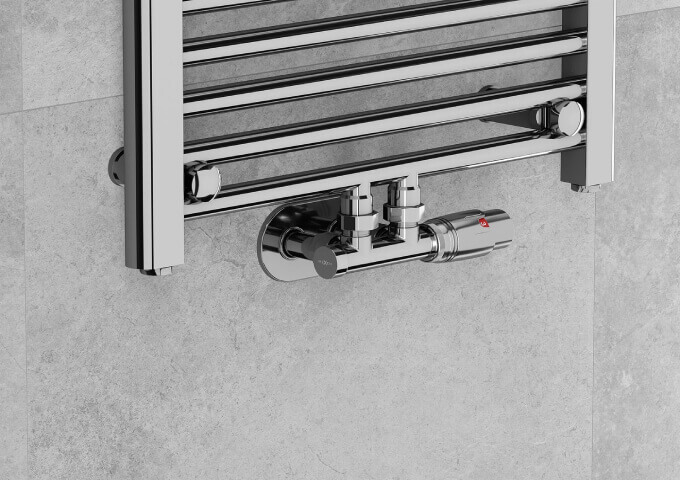 Vanne de radiateur d'angle chromée