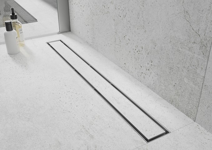 caniveau de douche avec capacité d'incrustation de carrelage