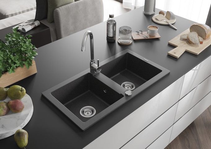 Éviers en granit noirs tachetés