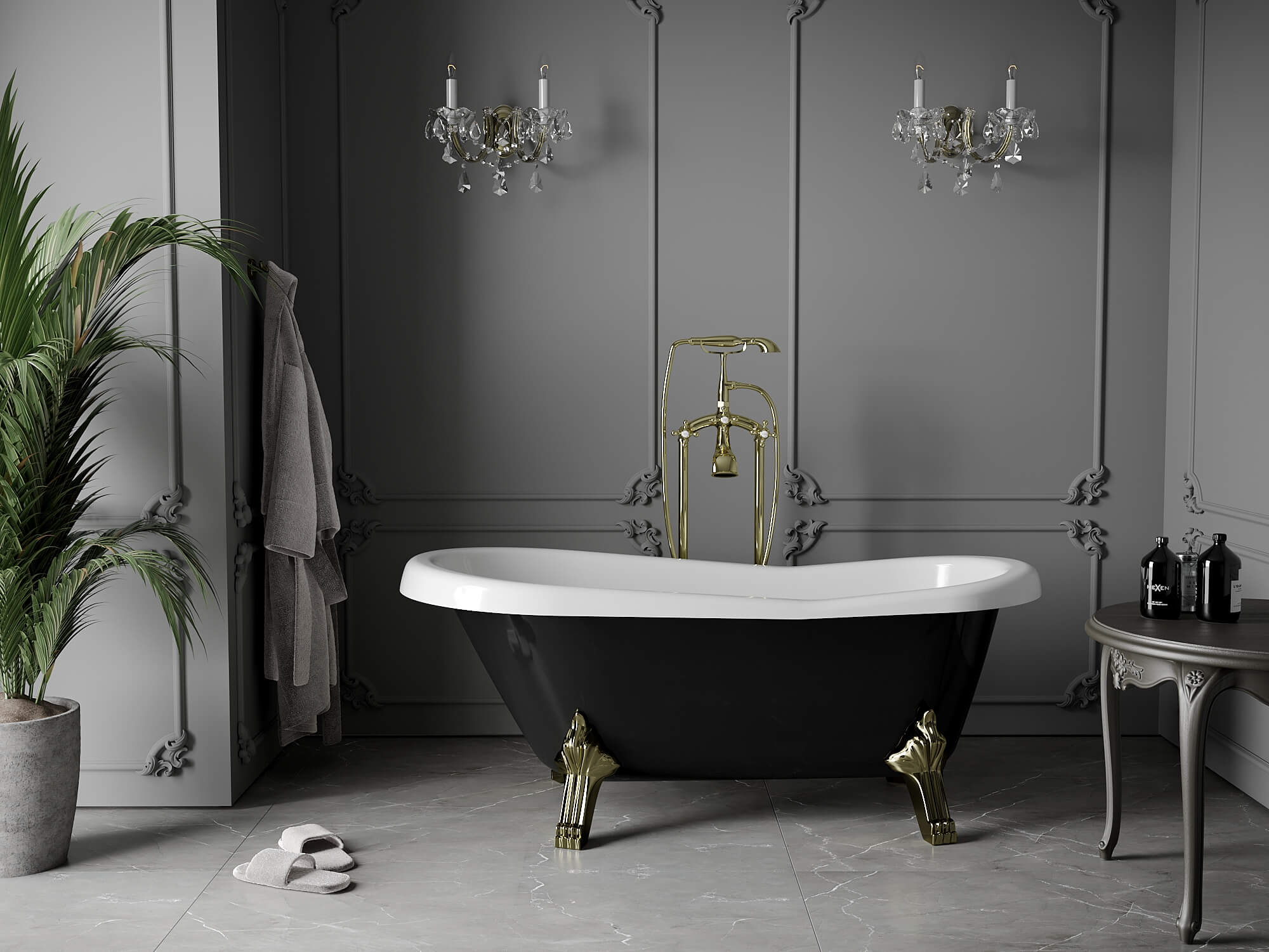 Batteries baignoire-douche blanc/or