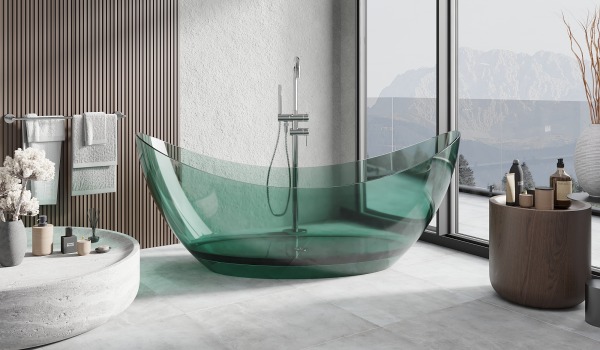 Baignoire autoportante transparente - luxe en toute transparence