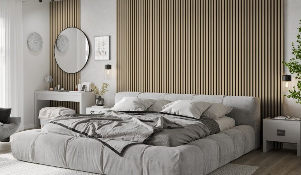 Lames décoratives derrière le lit - cœur d'une chambre élégante