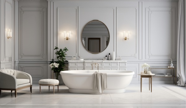 Le luxe en version douce - une salle de bain glamour à la mode