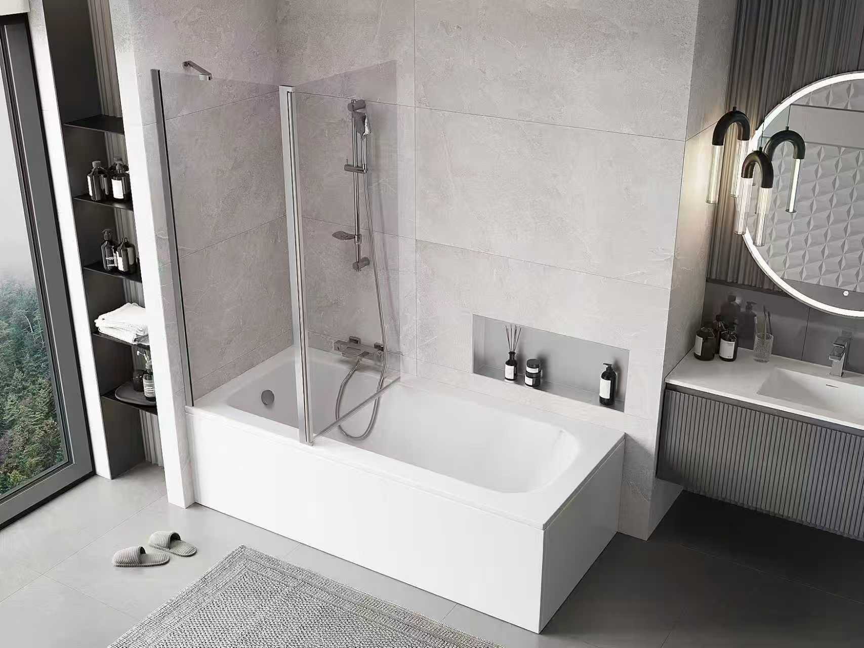 Baignoire avec pare-douche – solution pratique 2 en 1