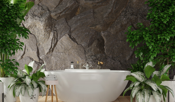 Baignoire autoportante dans une salle de bain élégante