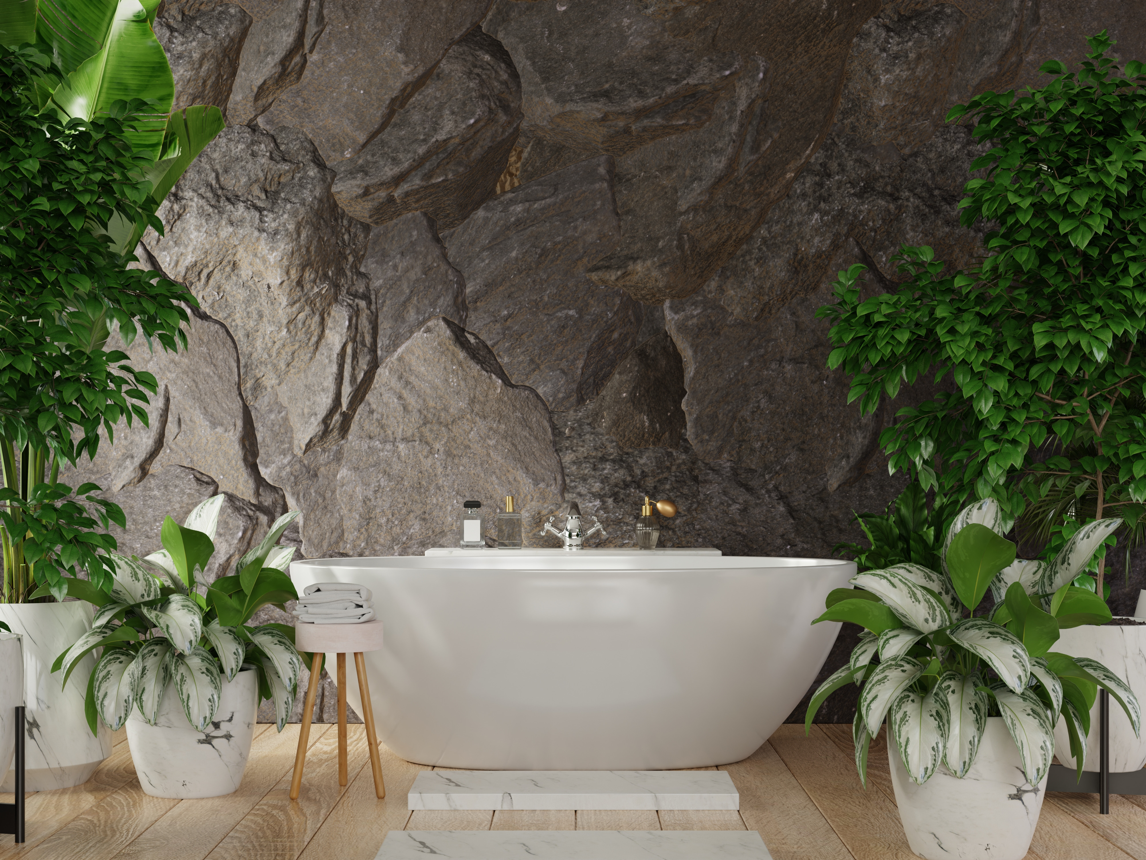 Baignoire autoportante dans une salle de bain élégante