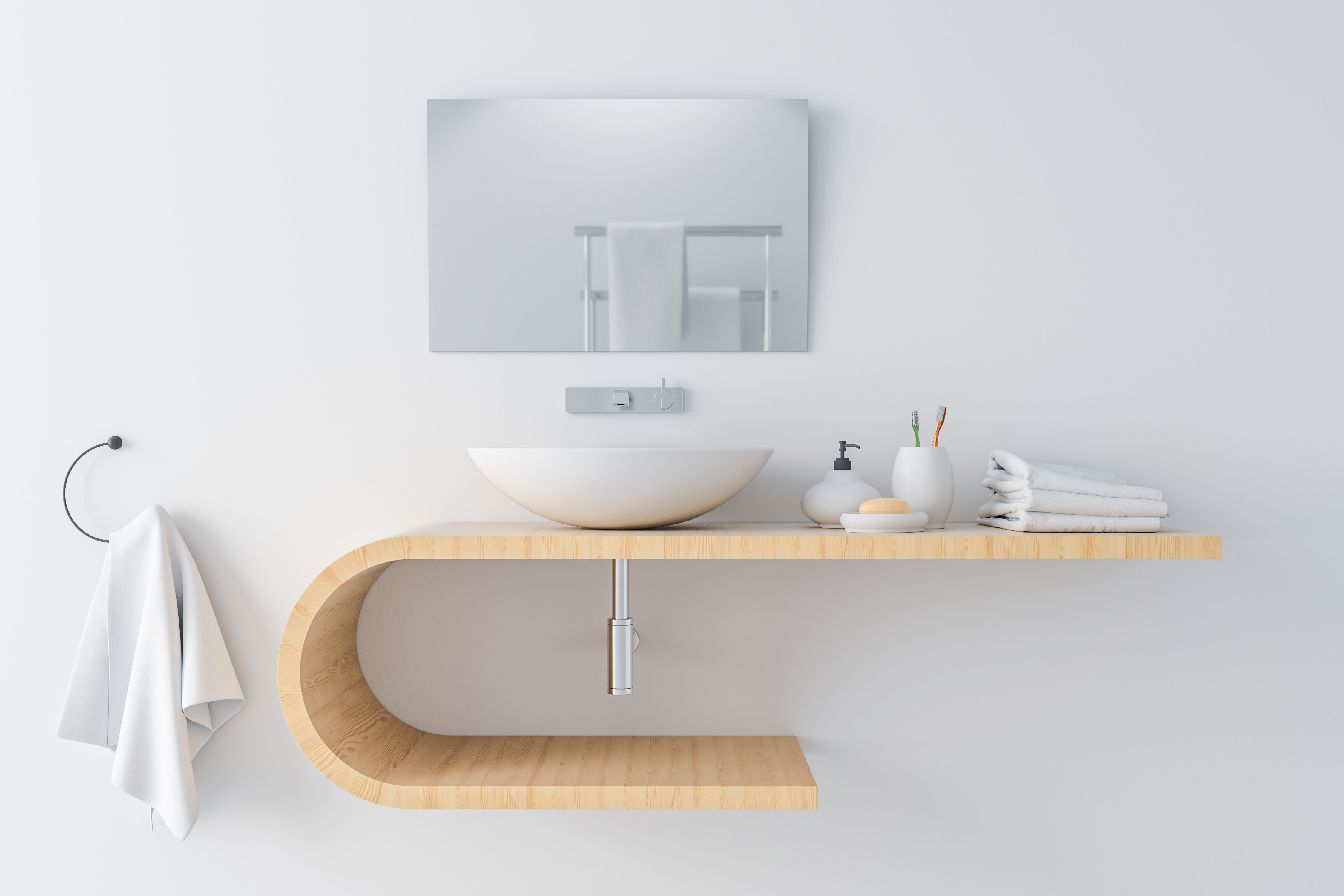 Où accrocher la serviette près du lavabo?