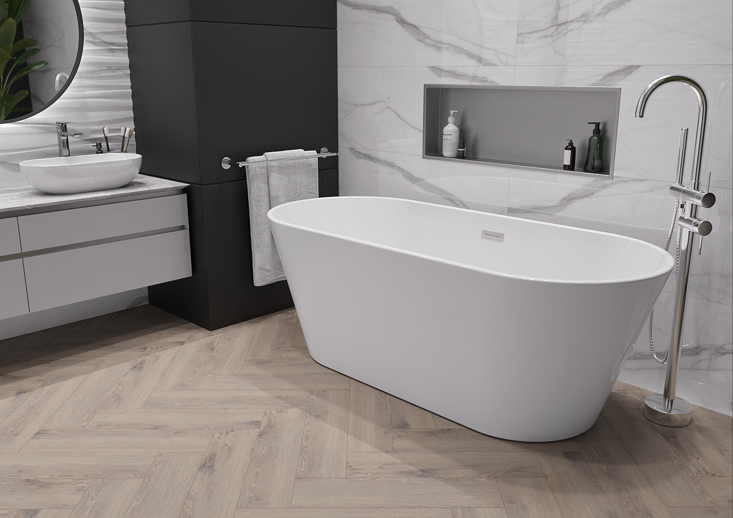 Baignoire autoportante dans un style moderne