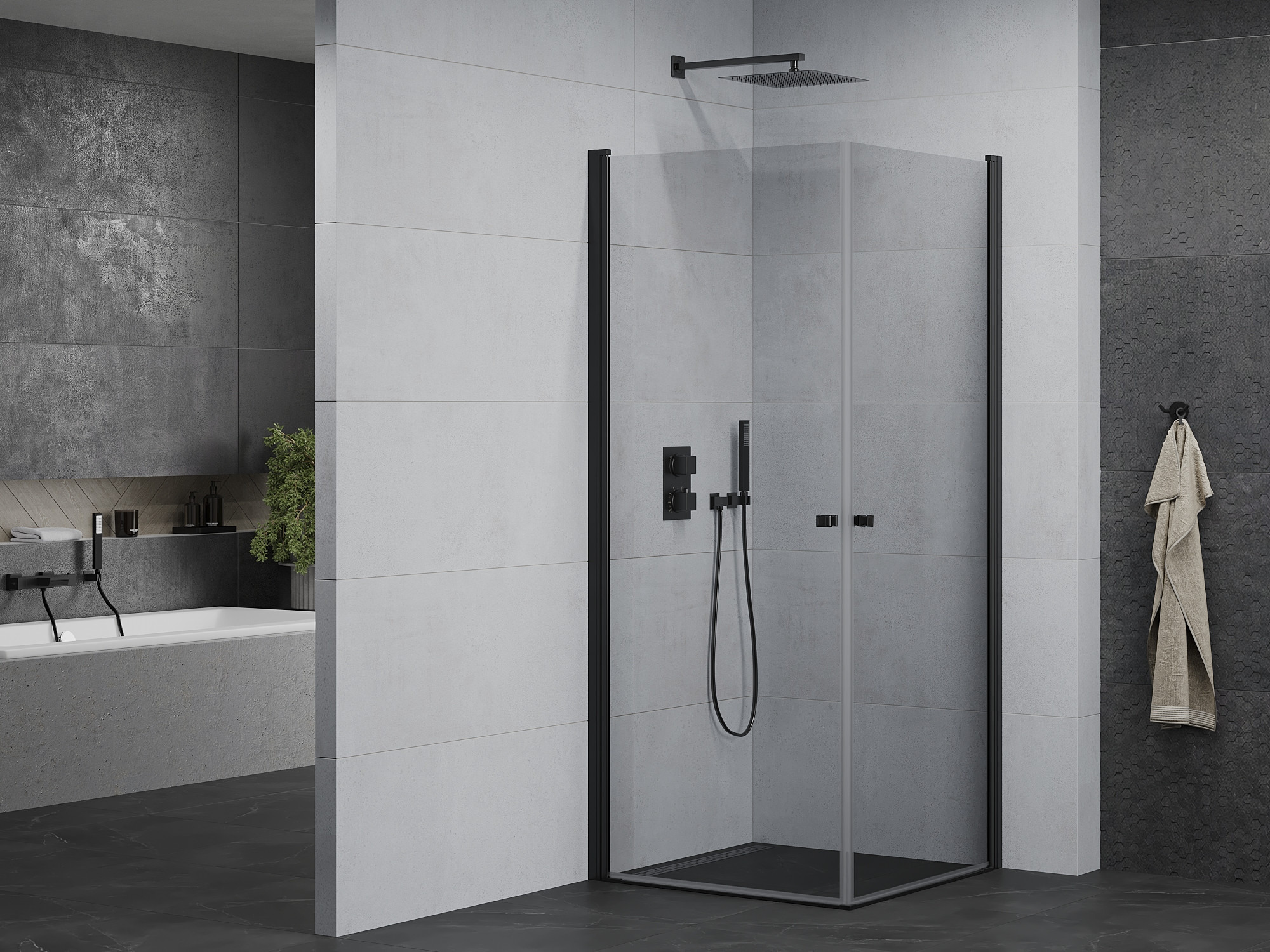 Salle de bain moderne avec cabine de douche