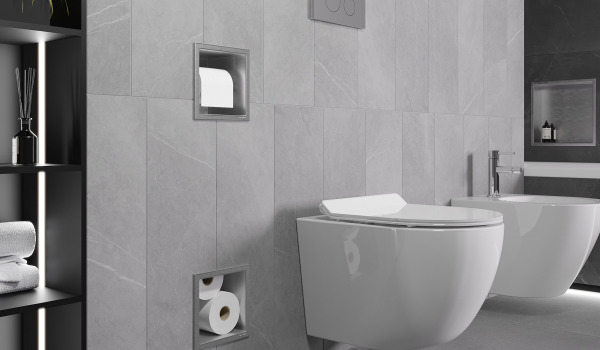 Support de papier toilette avec rangement intégré dans le mur