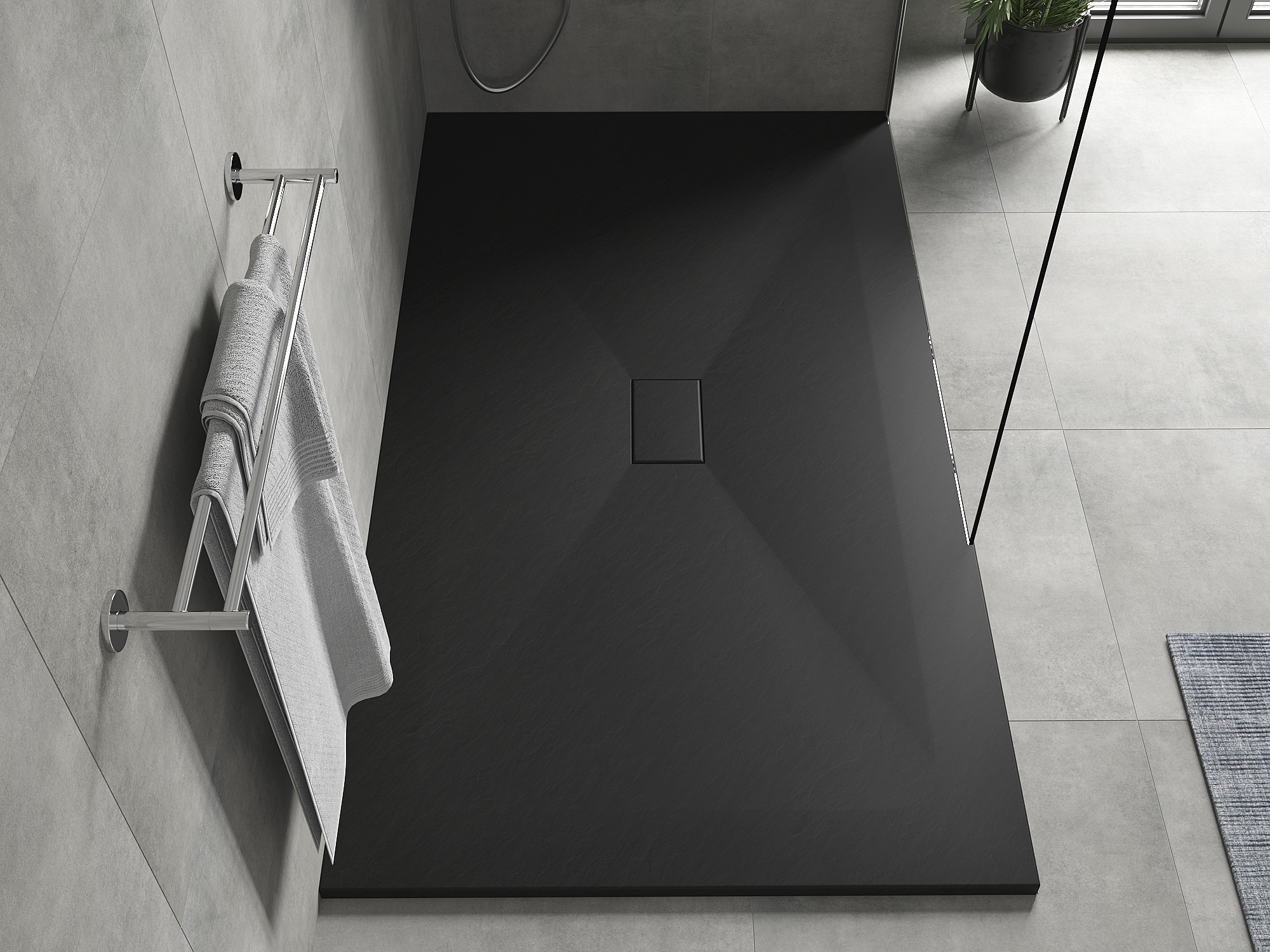 Receveur de douche avec structure de pierre