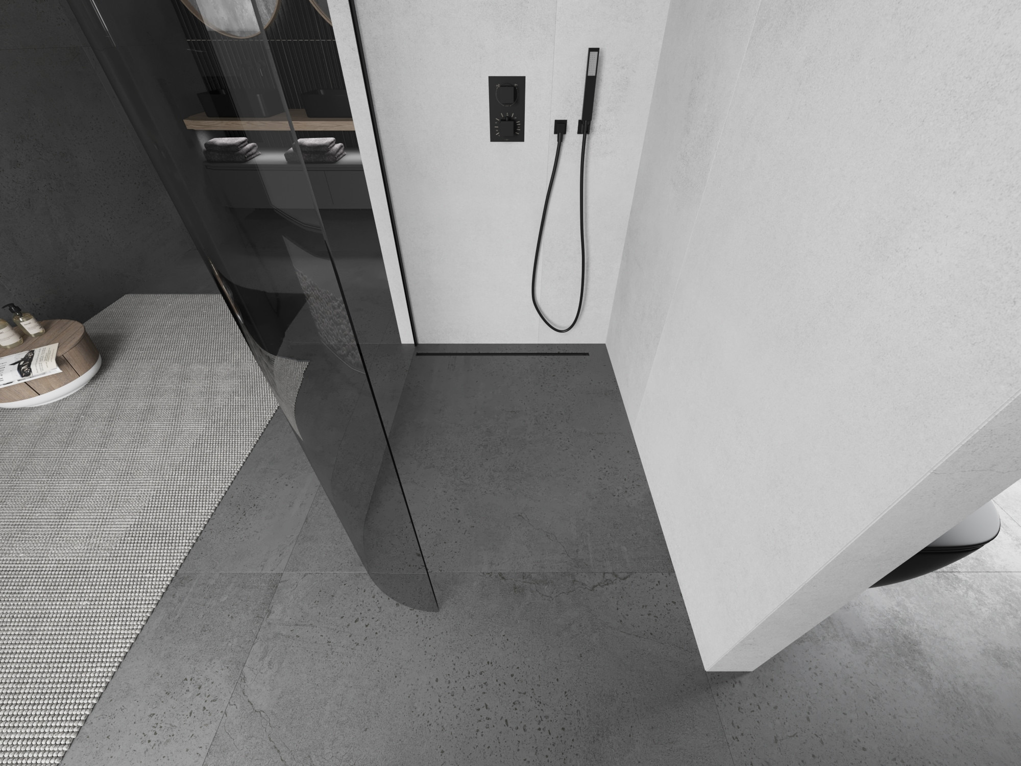 Cabine walk-in arrondie