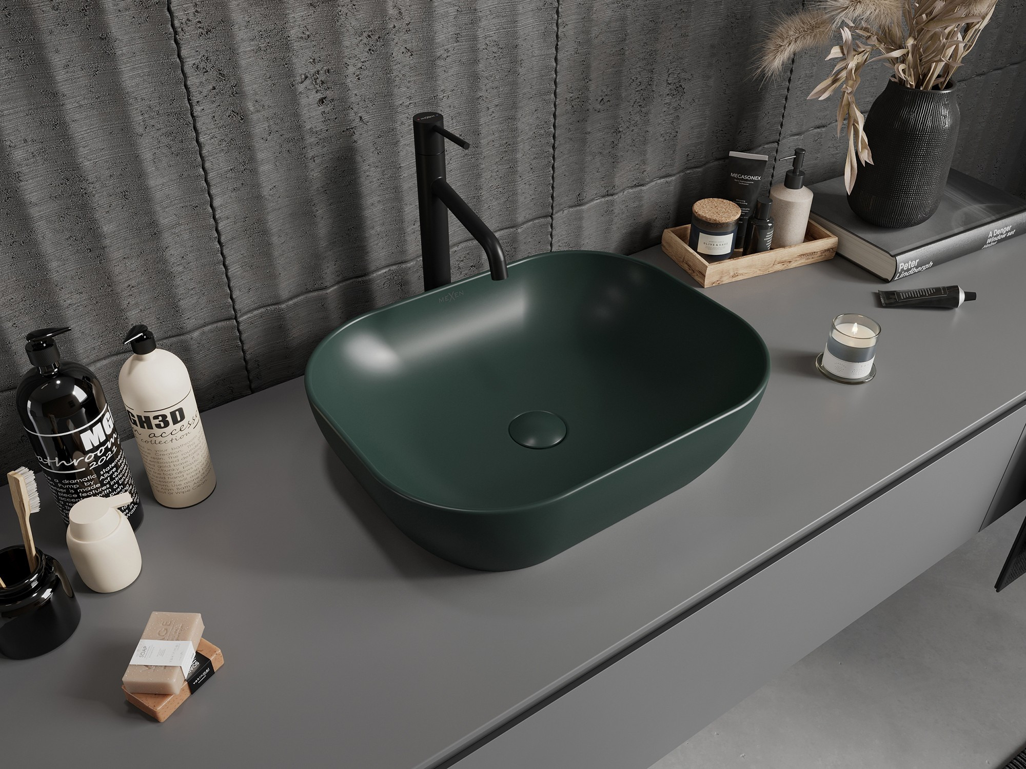 Lavabo sur plan vert - une touche moderne pour la salle de bain